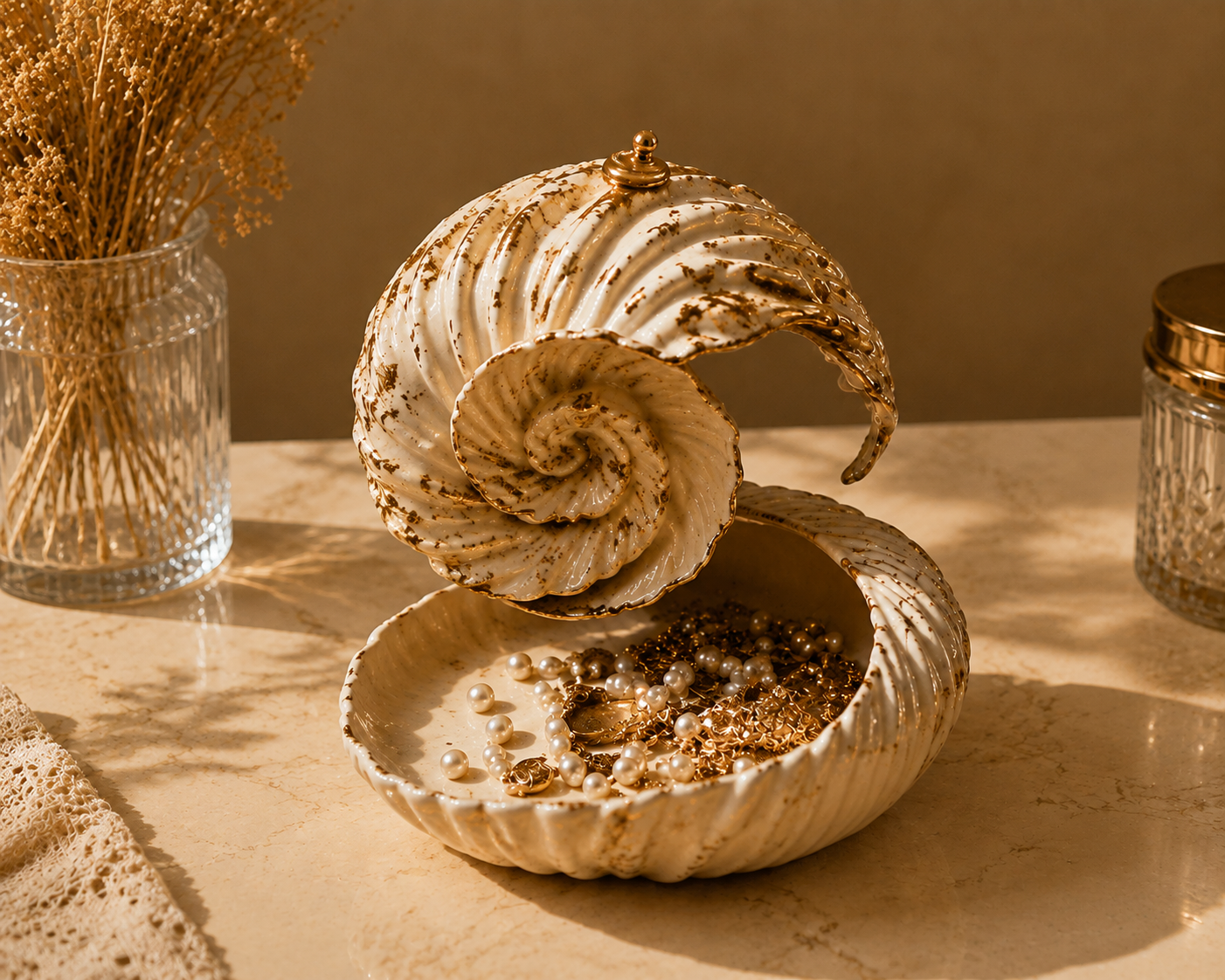 Blotteray Spiral Shell Sculptural Jewelry Box